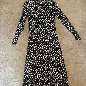 womens black floral print midi dress